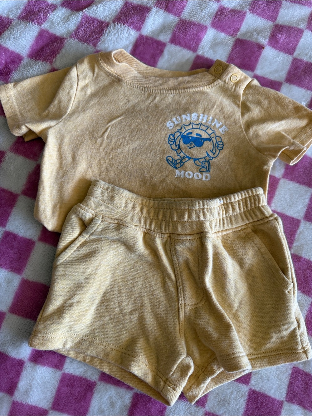 Sunshine Mood Yellow Baby Tee & Shorts Set